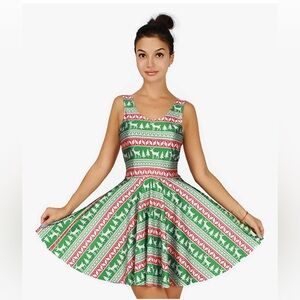 Cute Aztec Pattern Print Sleeveless Christmas Dress